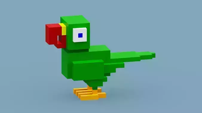 Voxel Green Parrot