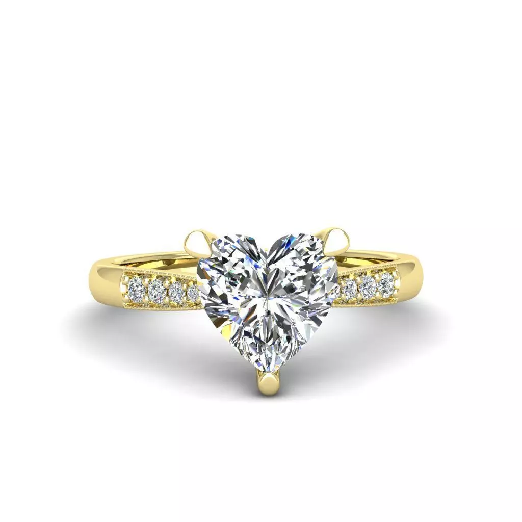 Engagement ring Lara heart  3D print model_0