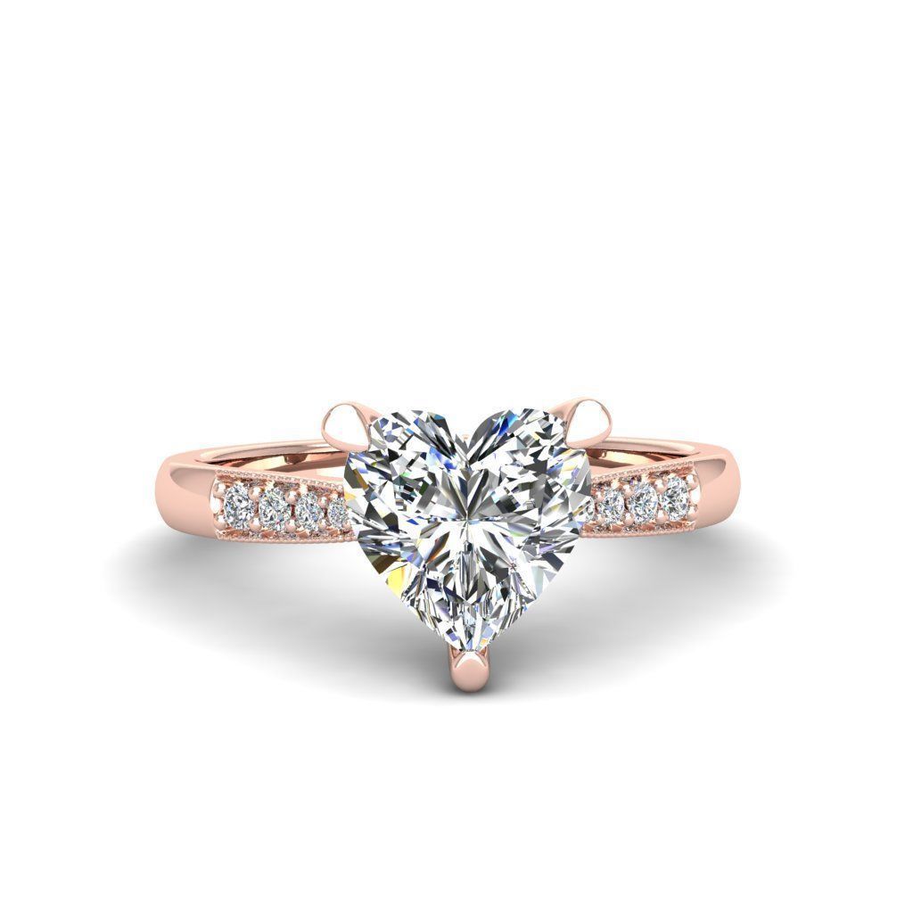 Engagement ring Lara heart  3D print model_13