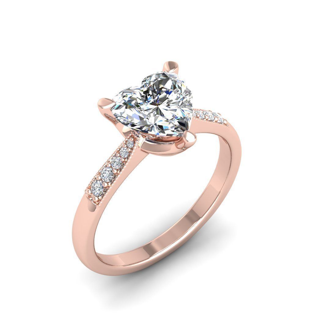 Engagement ring Lara heart  3D print model_16