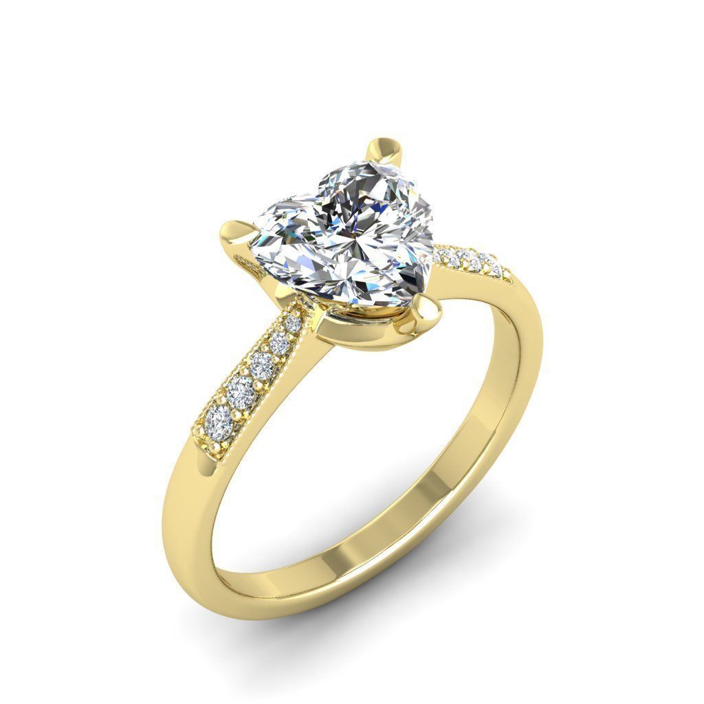 Engagement ring Lara heart  3D print model_12