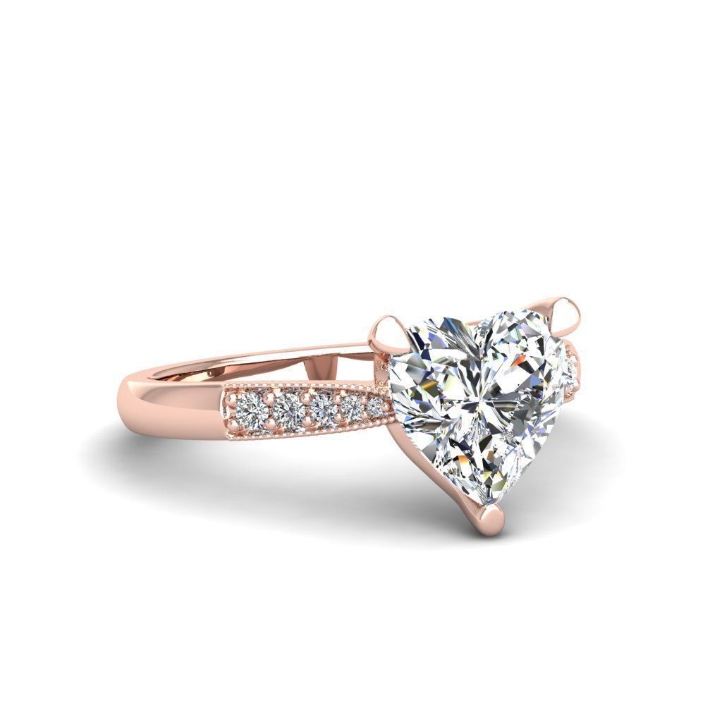 Engagement ring Lara heart  3D print model_9