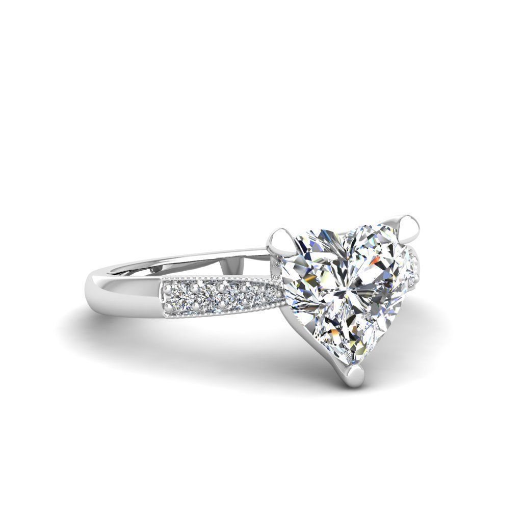 Engagement ring Lara heart  3D print model_10
