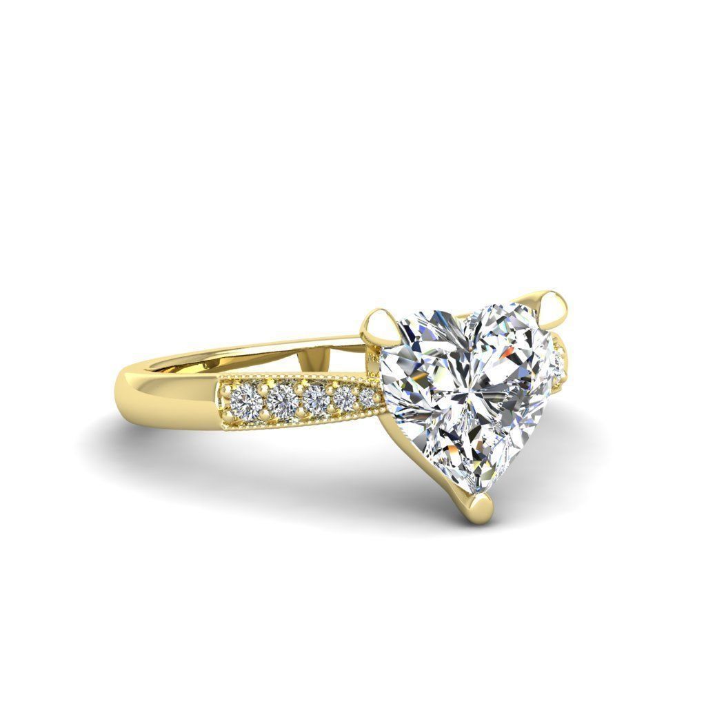 Engagement ring Lara heart  3D print model_27