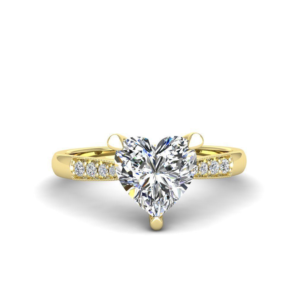 Engagement ring Lara heart  3D print model_25