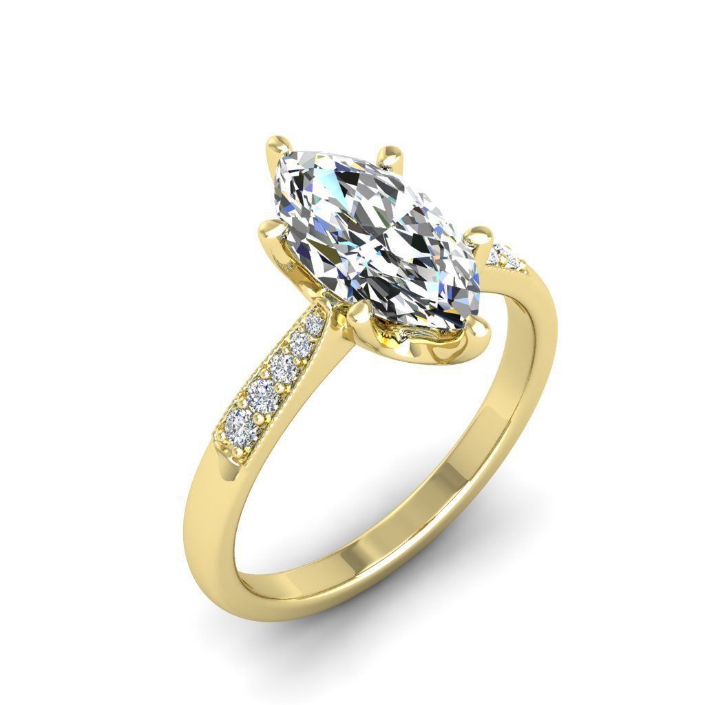 Engagement ring Lara marquise 3D print model_9