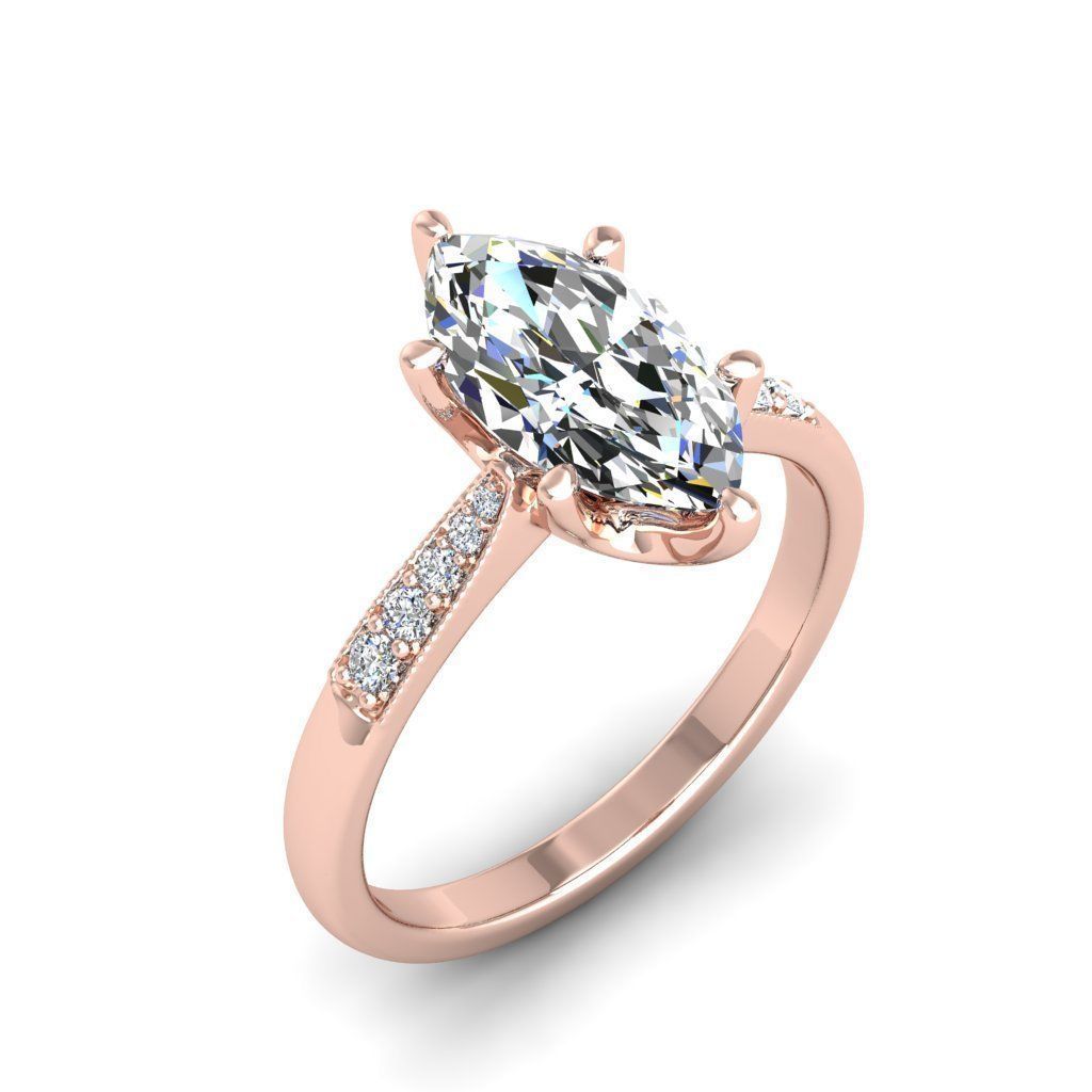 Engagement ring Lara marquise 3D print model_14