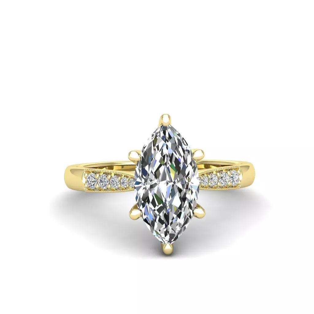 Engagement ring Lara marquise 3D print model_0