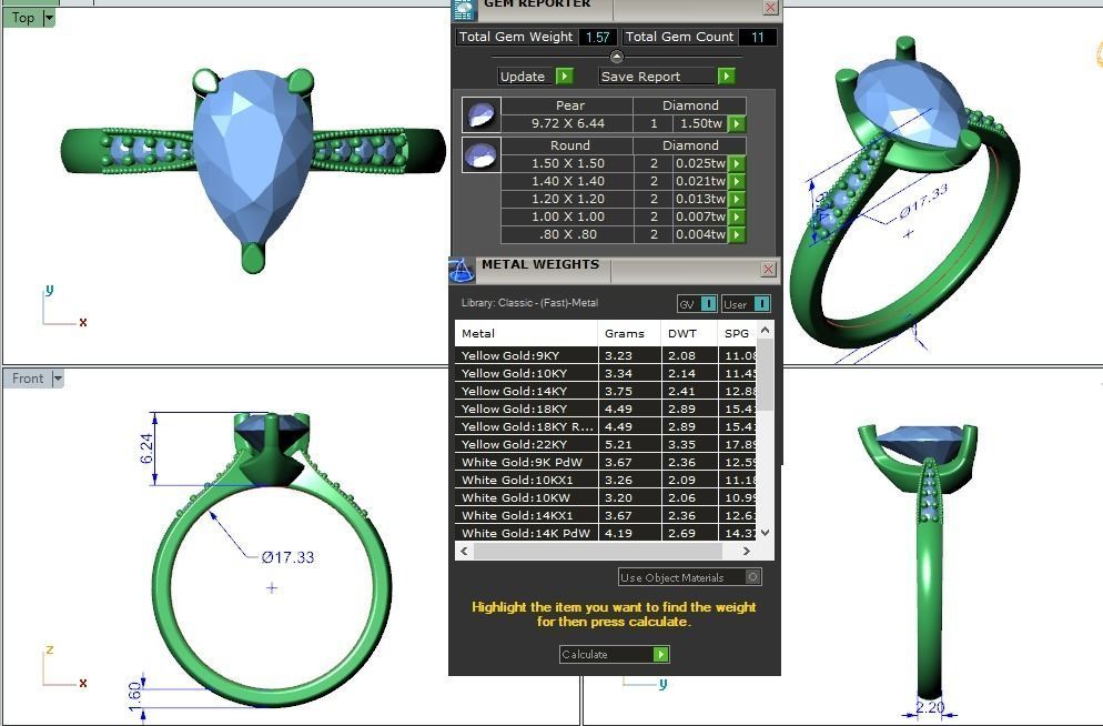 Engagement ring Lara pear 3D print model_20