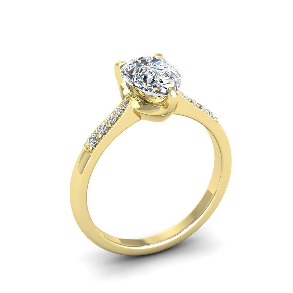 Engagement ring Lara pear 3D print model_17