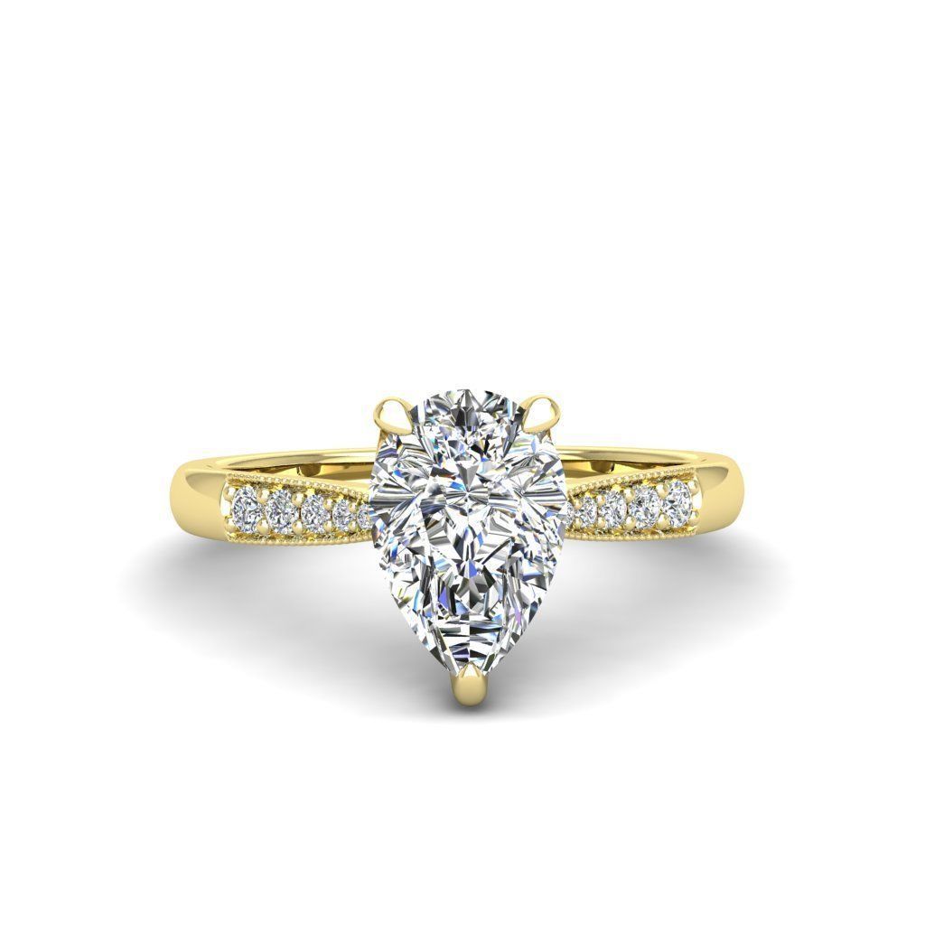 Engagement ring Lara pear 3D print model_13