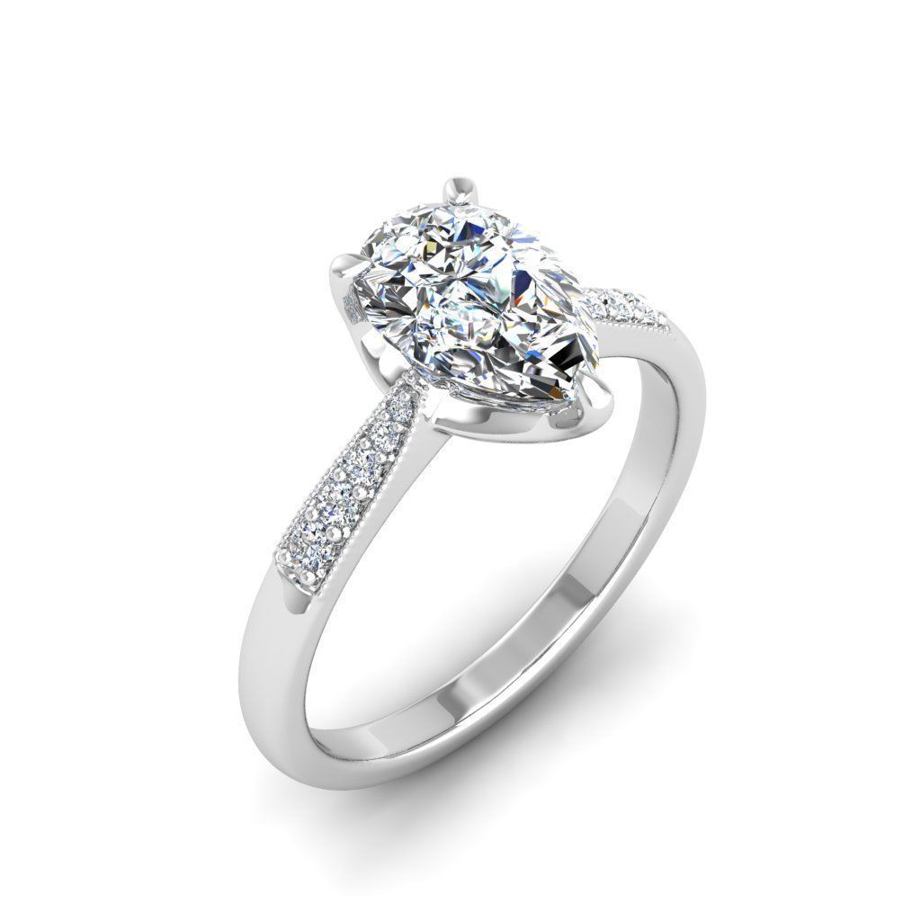 Engagement ring Lara pear 3D print model_5