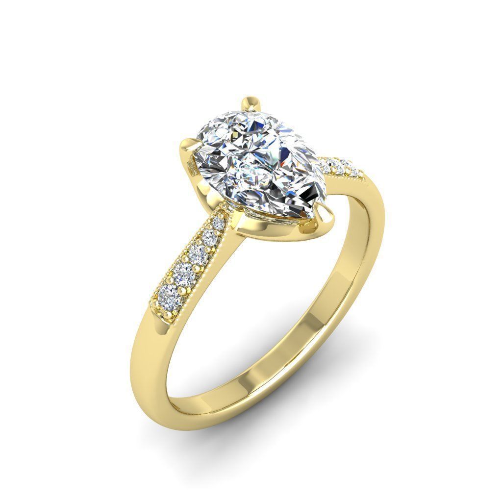 Engagement ring Lara pear 3D print model_15