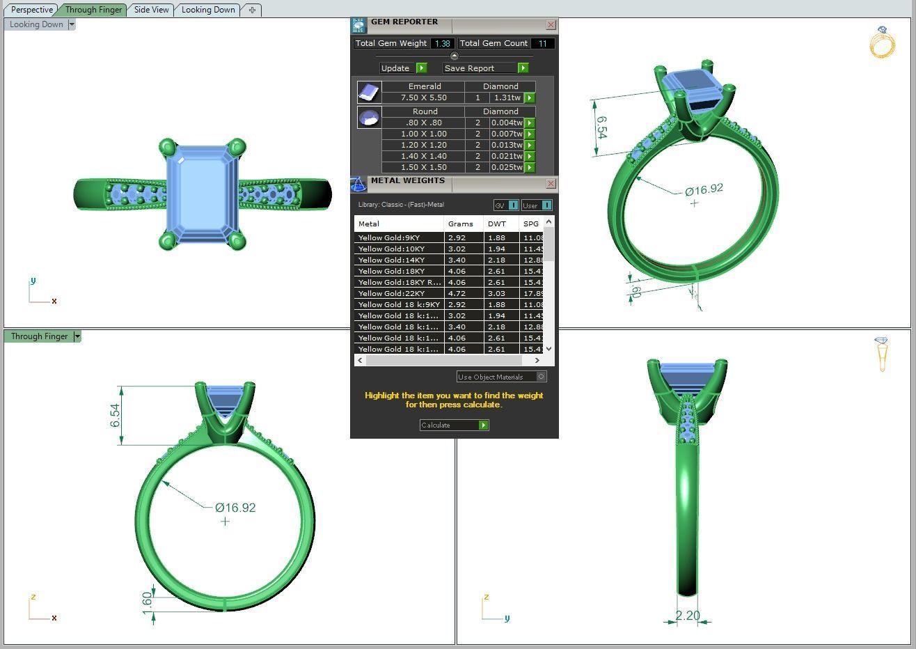 Engagement ring Lara emerald 3D print model_1