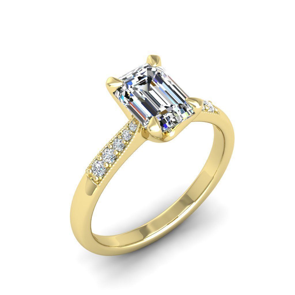 Engagement ring Lara emerald 3D print model_8