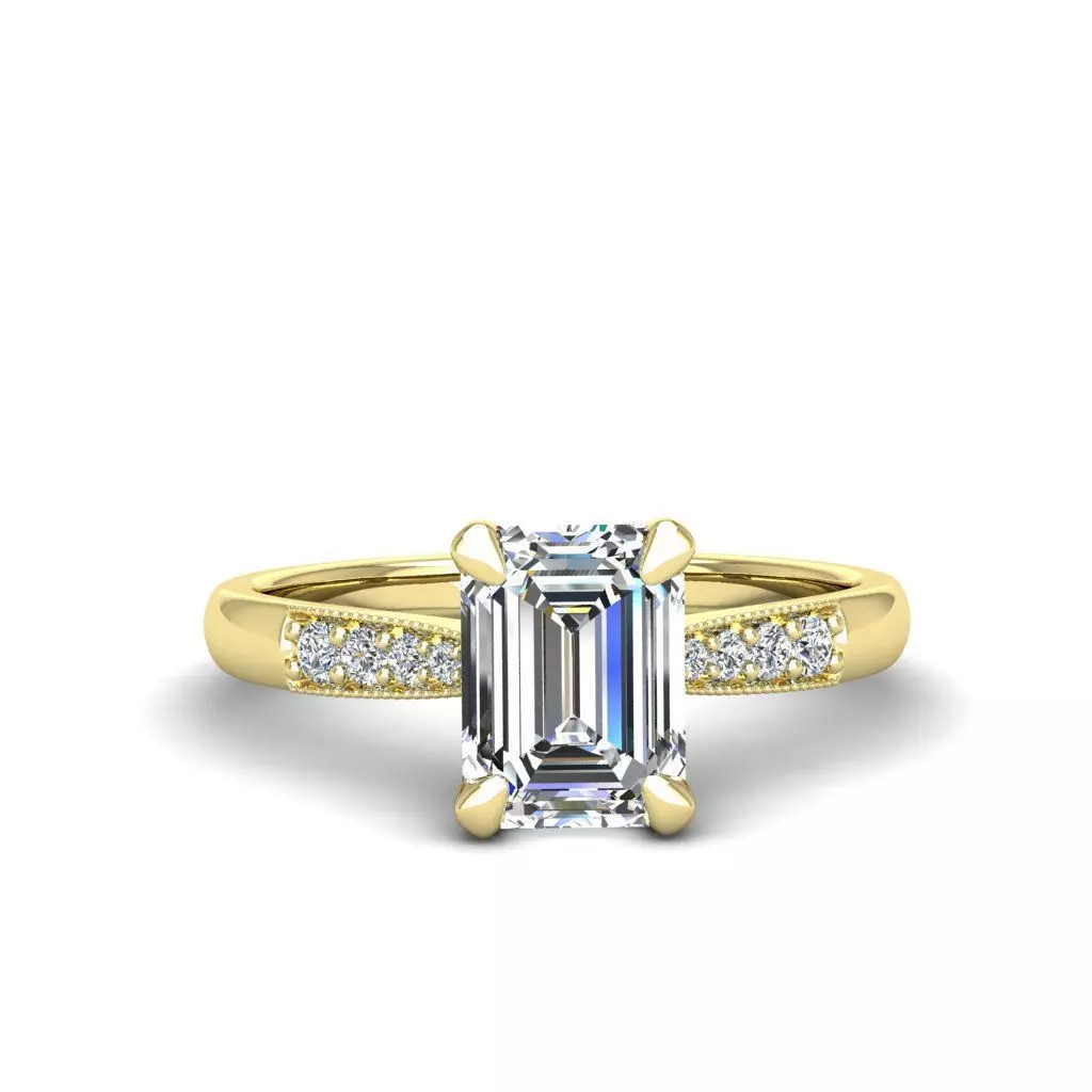 Engagement ring Lara emerald 3D print model_0