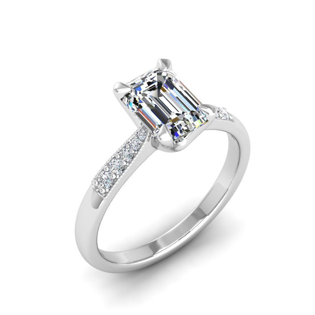 Engagement ring Lara emerald 3D print model_26