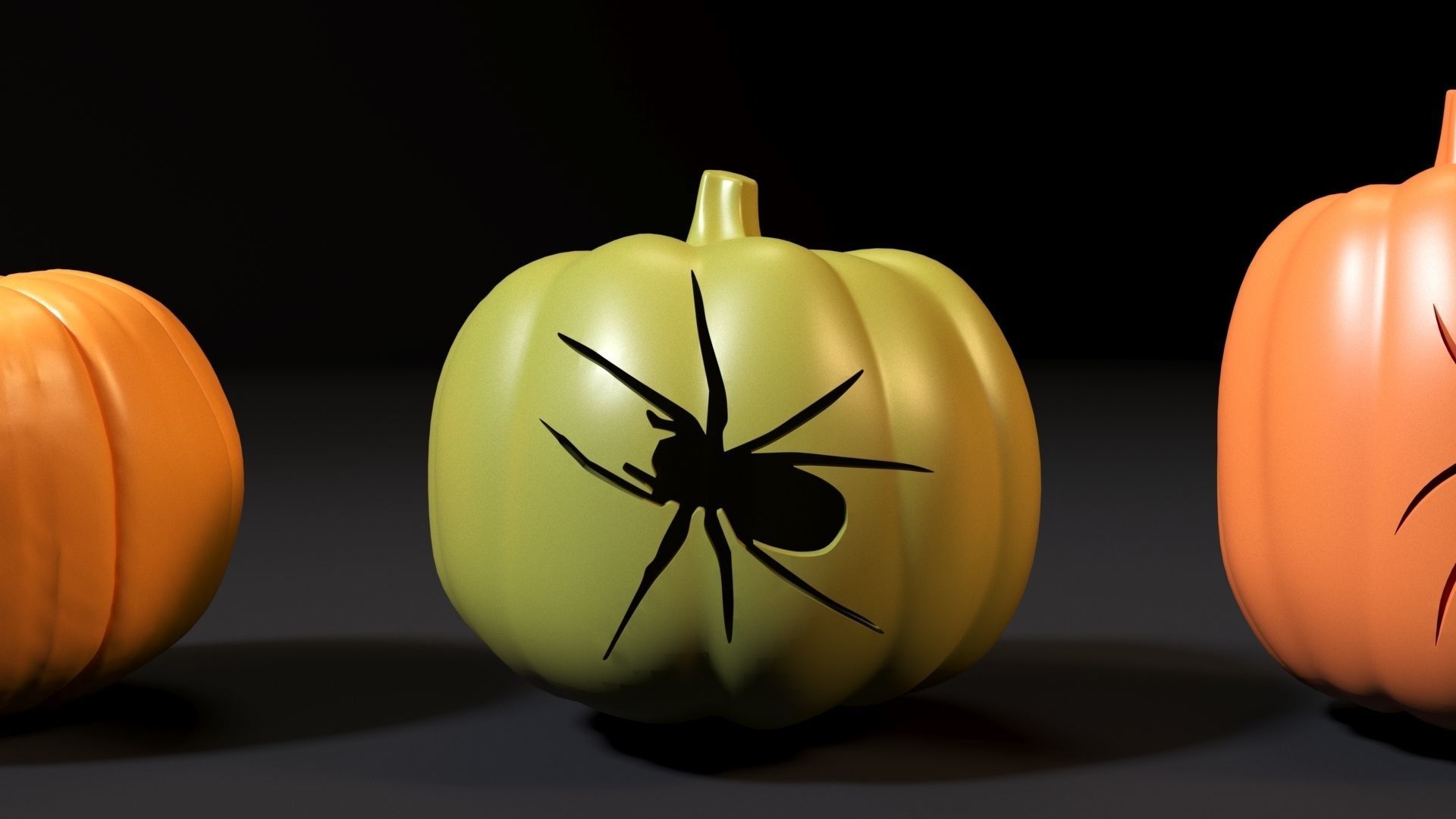 Set of Halloween pumpkins 3D print model_12