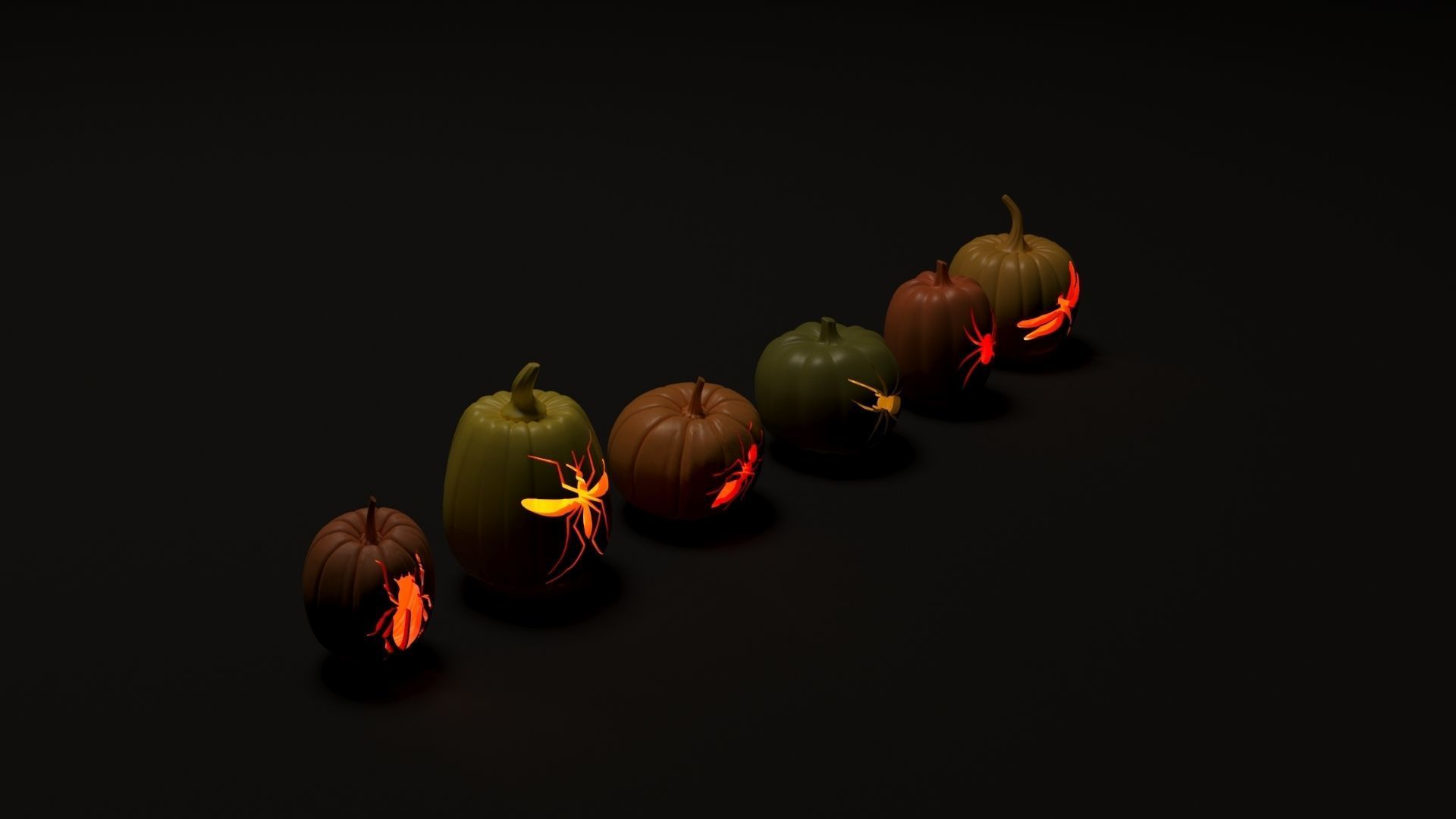 Set of Halloween pumpkins 3D print model_16