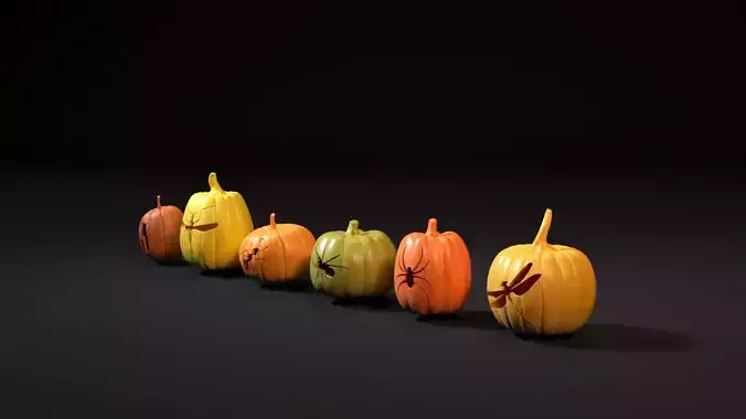 Set of Halloween pumpkins 3D print model