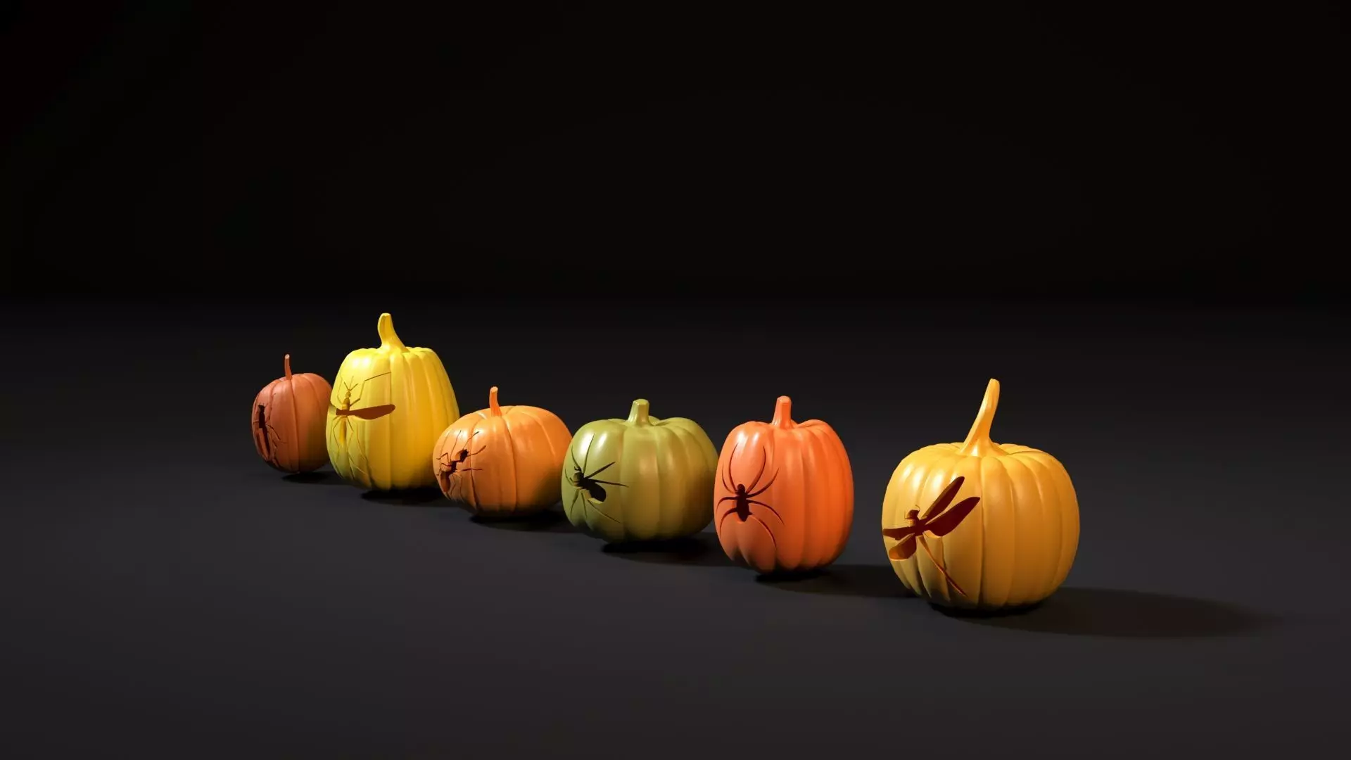 Set of Halloween pumpkins 3D print model_0
