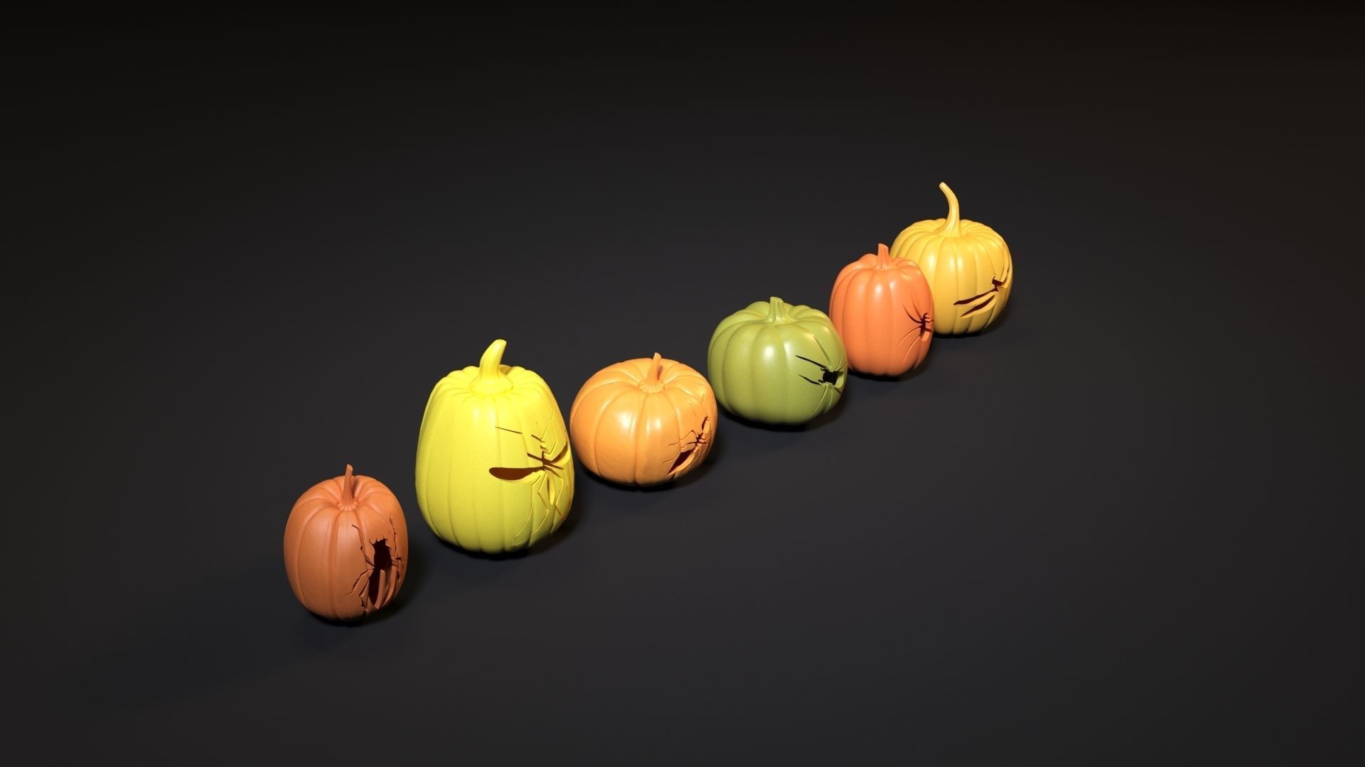 Set of Halloween pumpkins 3D print model_8