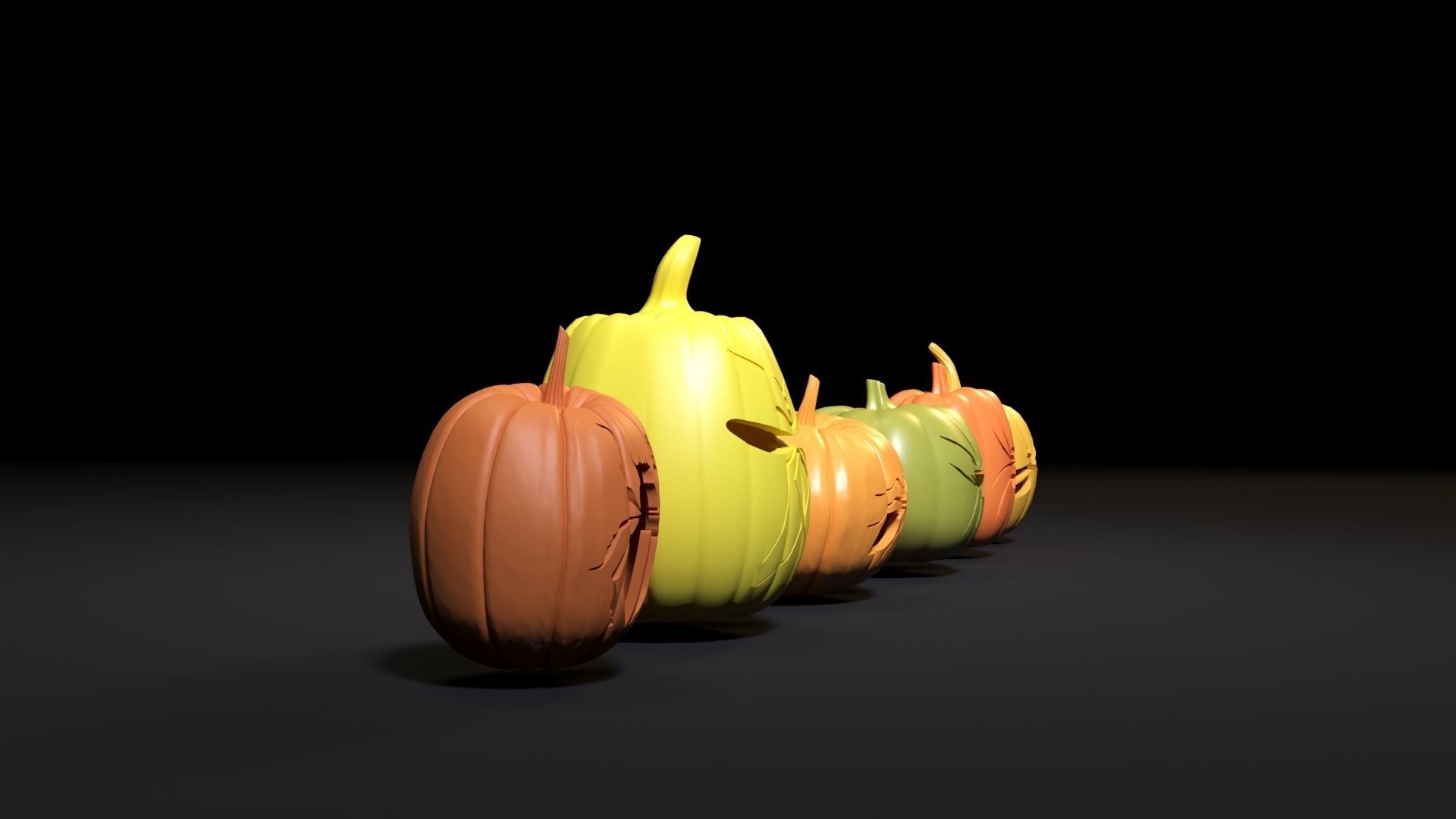 Set of Halloween pumpkins 3D print model_7