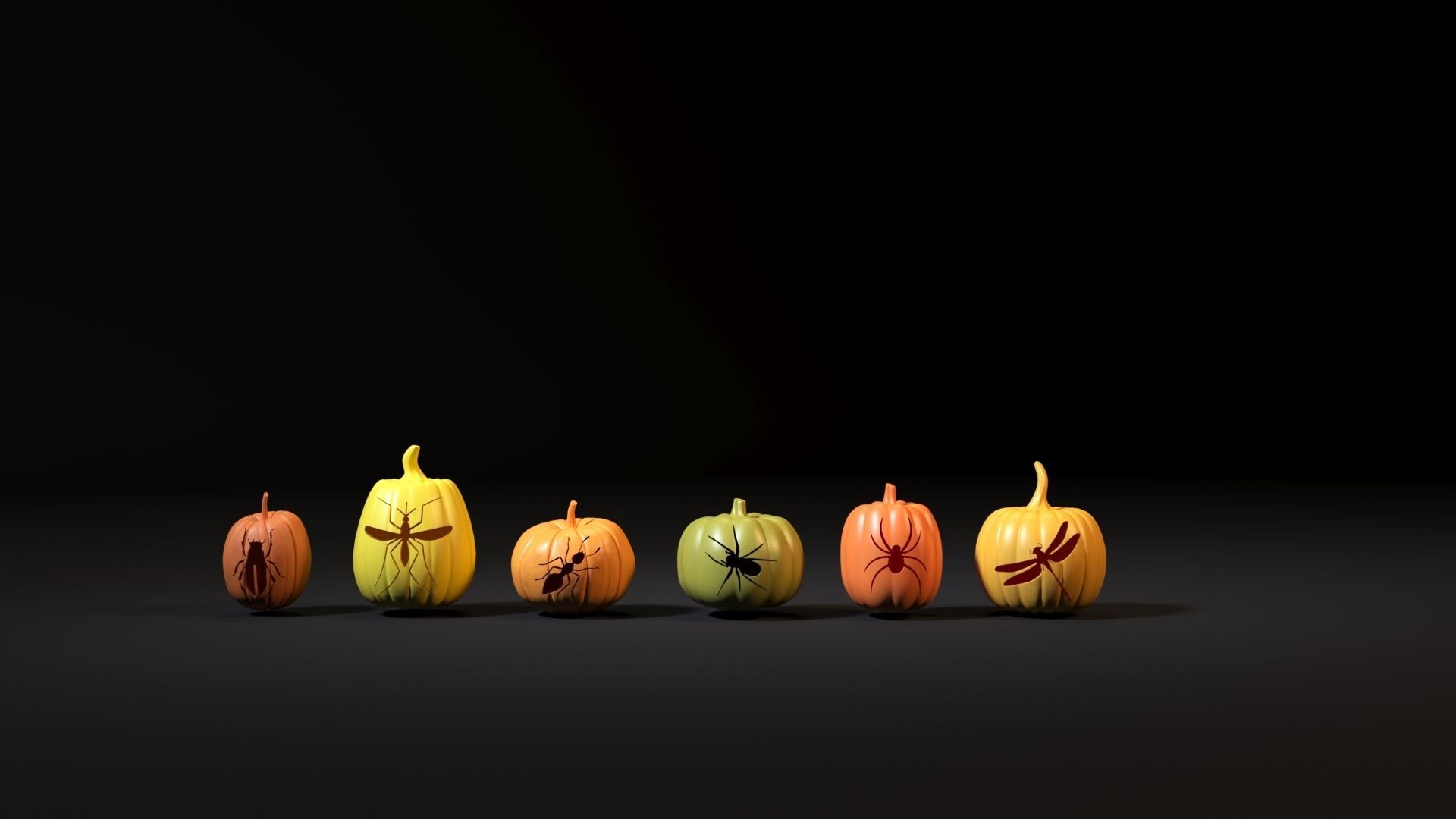 Set of Halloween pumpkins 3D print model_1