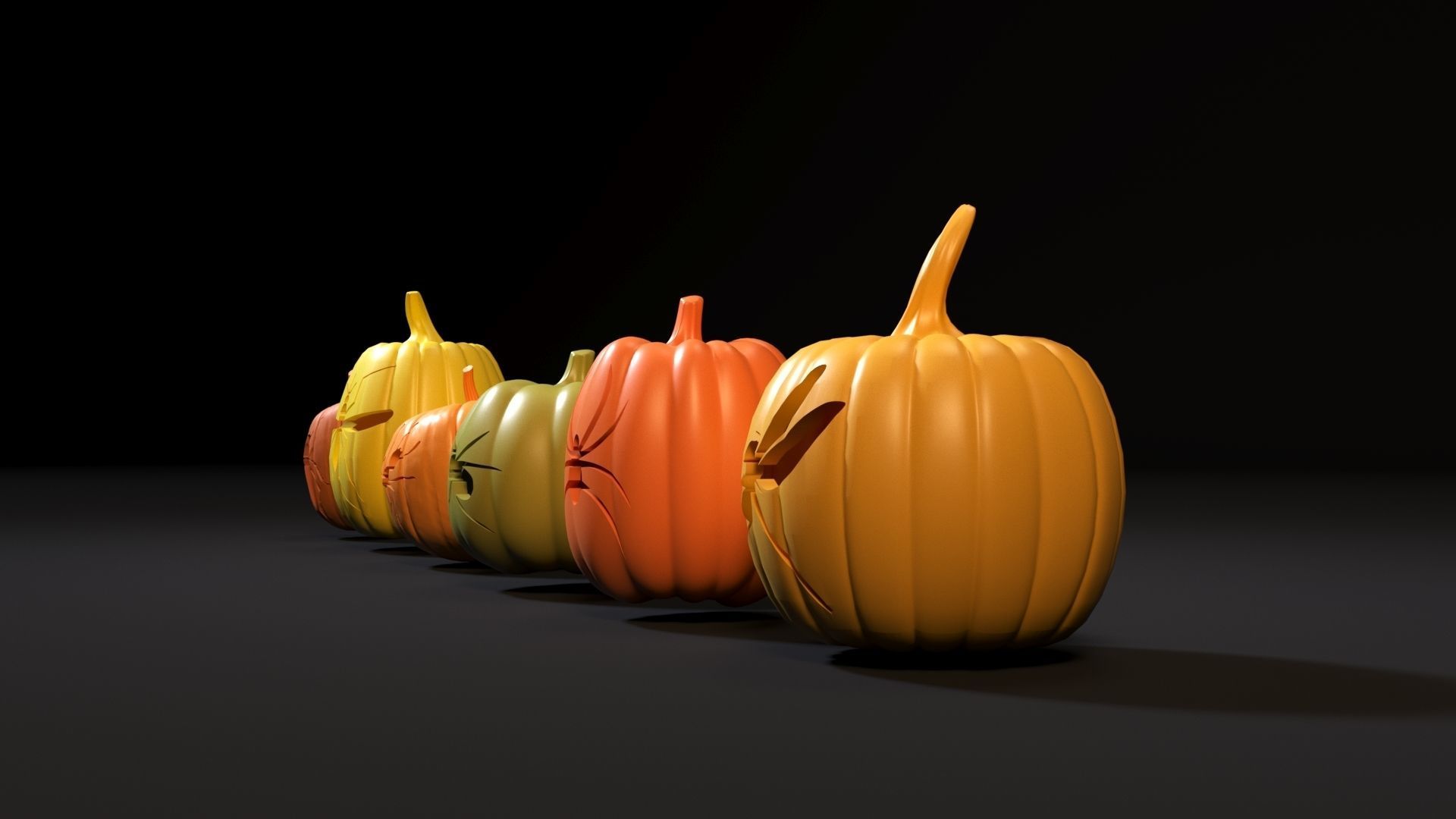 Set of Halloween pumpkins 3D print model_3