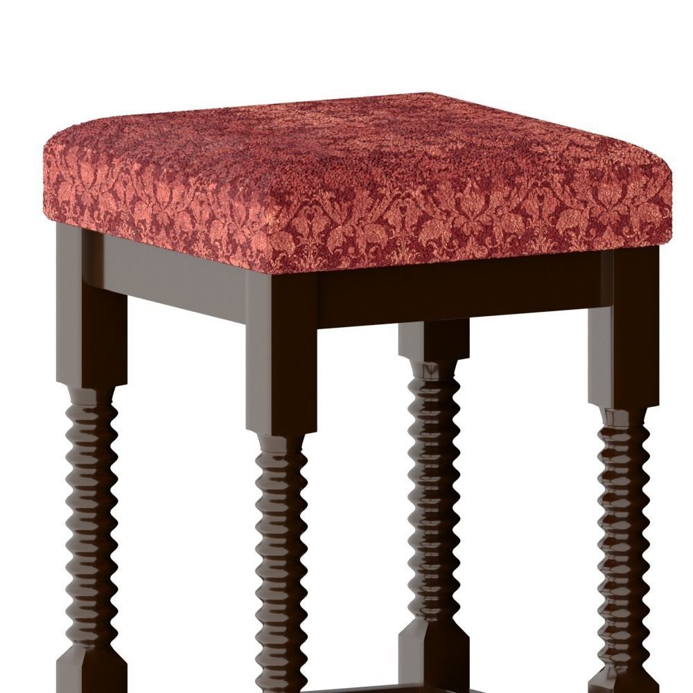 Wooden pub soft square high tabouret 3D model_3