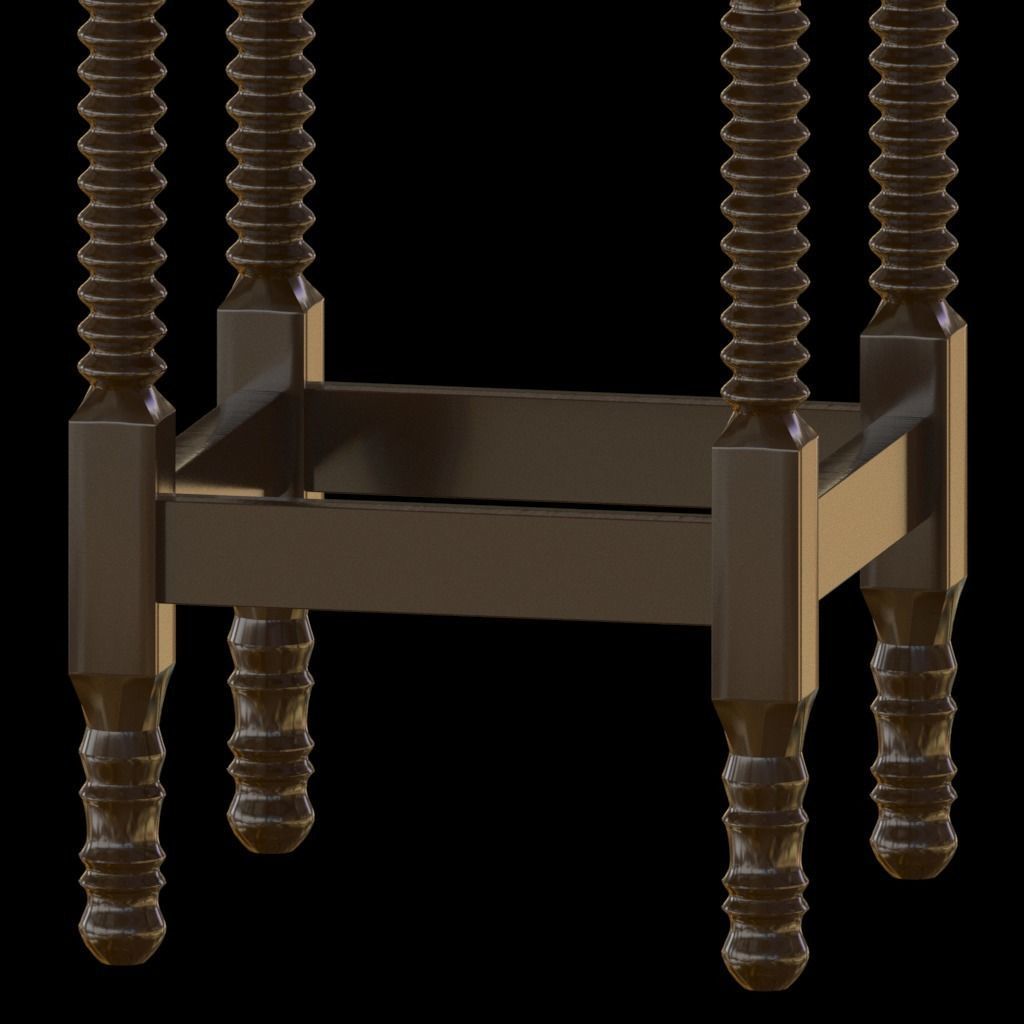 Wooden pub soft square high tabouret 3D model_4