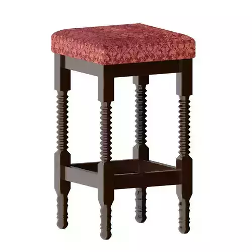 Wooden pub soft square high tabouret 3D model