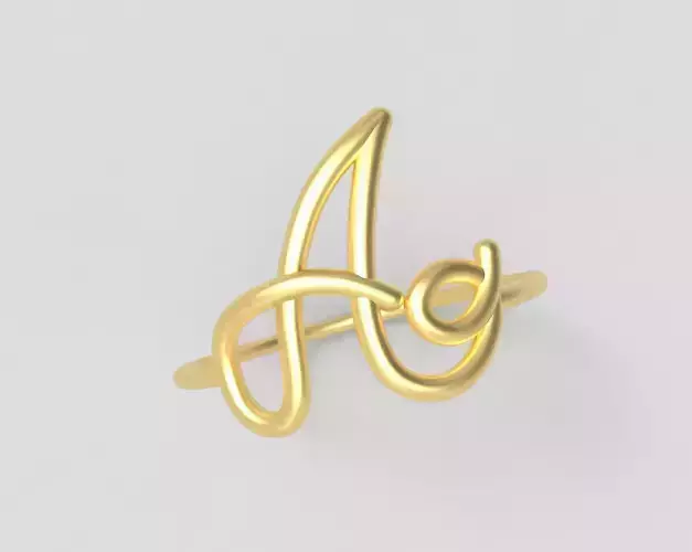 The Minimalist Ring with letter A 3D print model