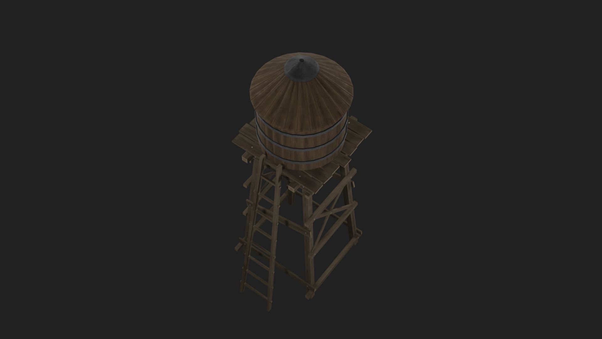 Water Tank Low-poly 3D model_2