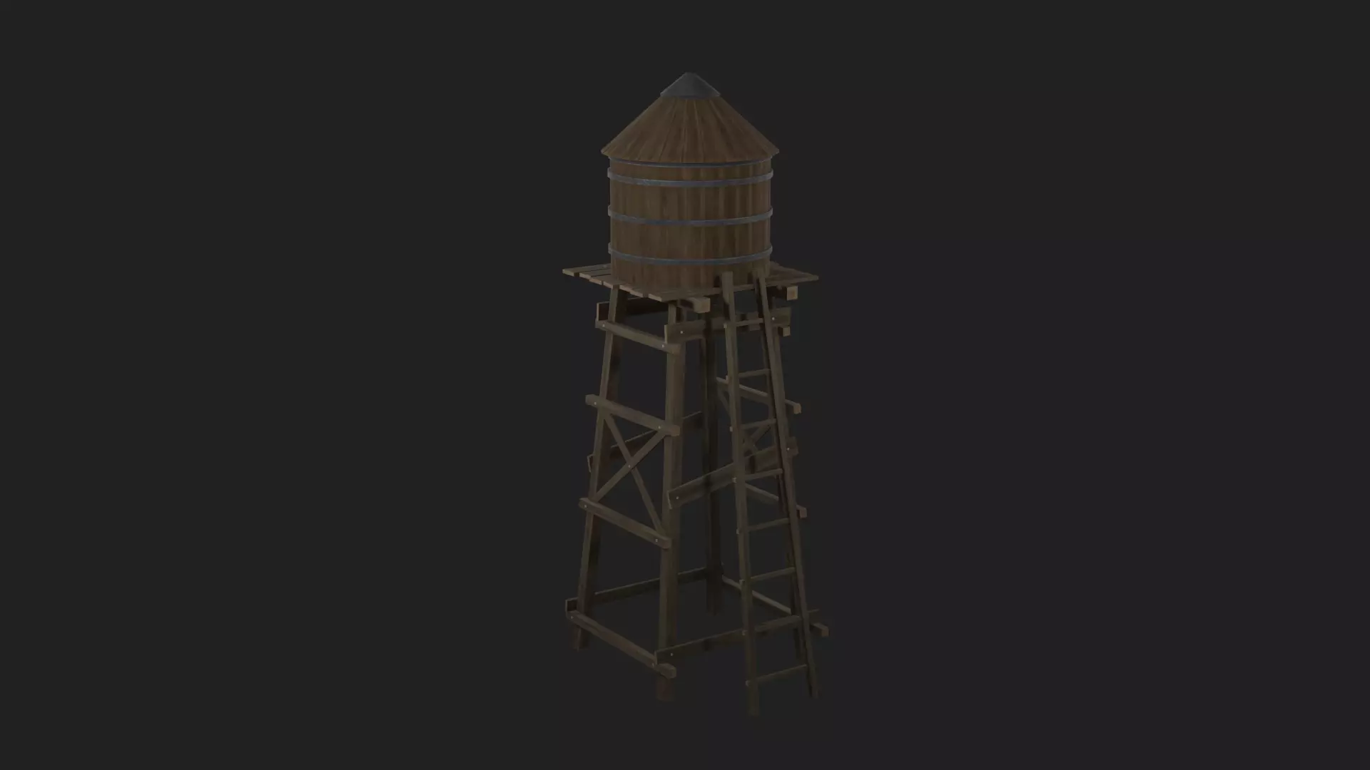 Water Tank Low-poly 3D model_0
