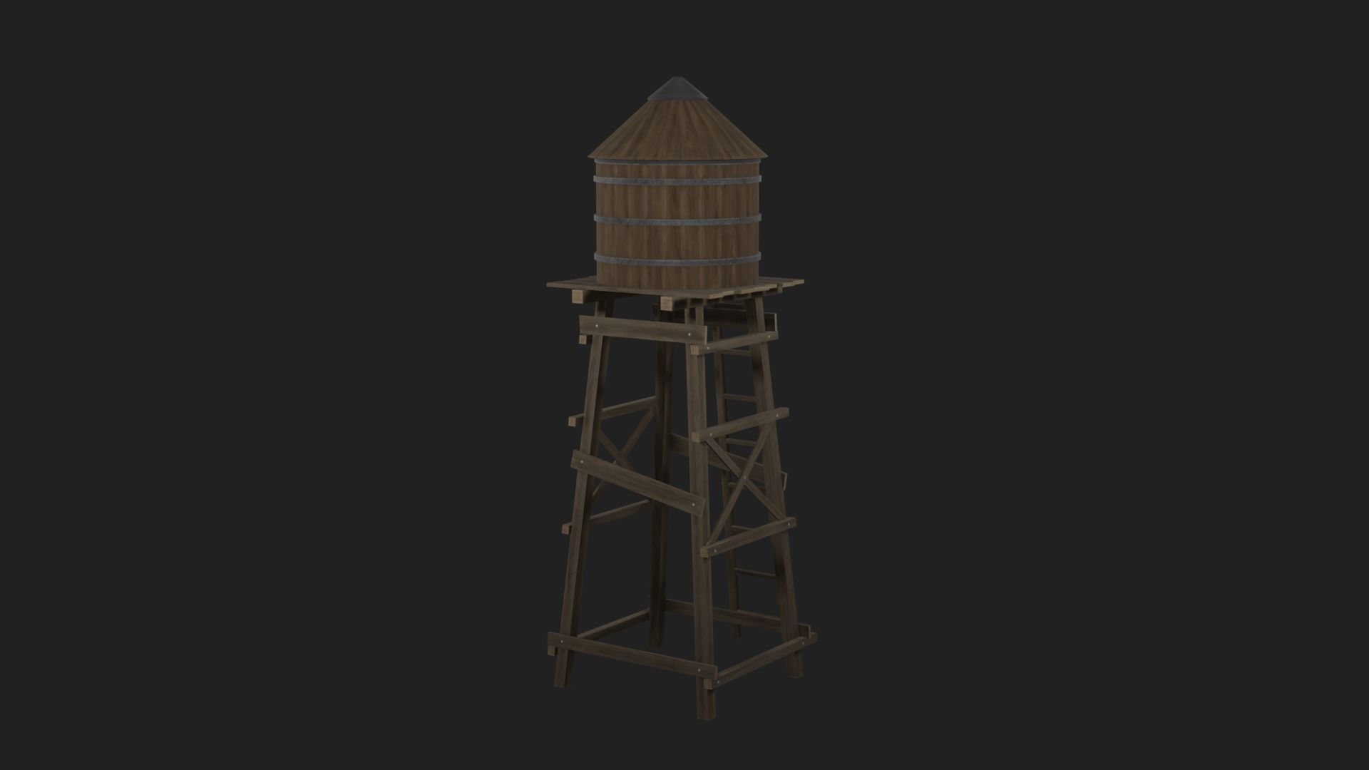 Water Tank Low-poly 3D model_5