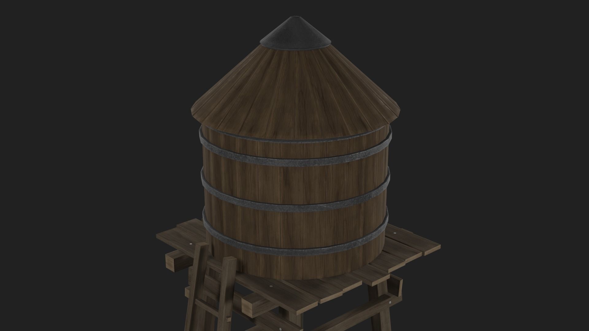 Water Tank Low-poly 3D model_3