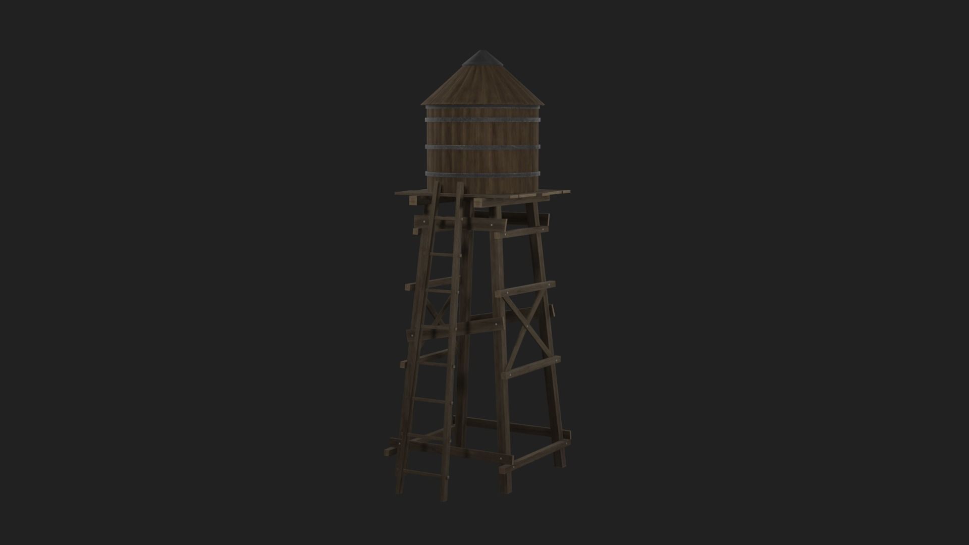 Water Tank Low-poly 3D model_1