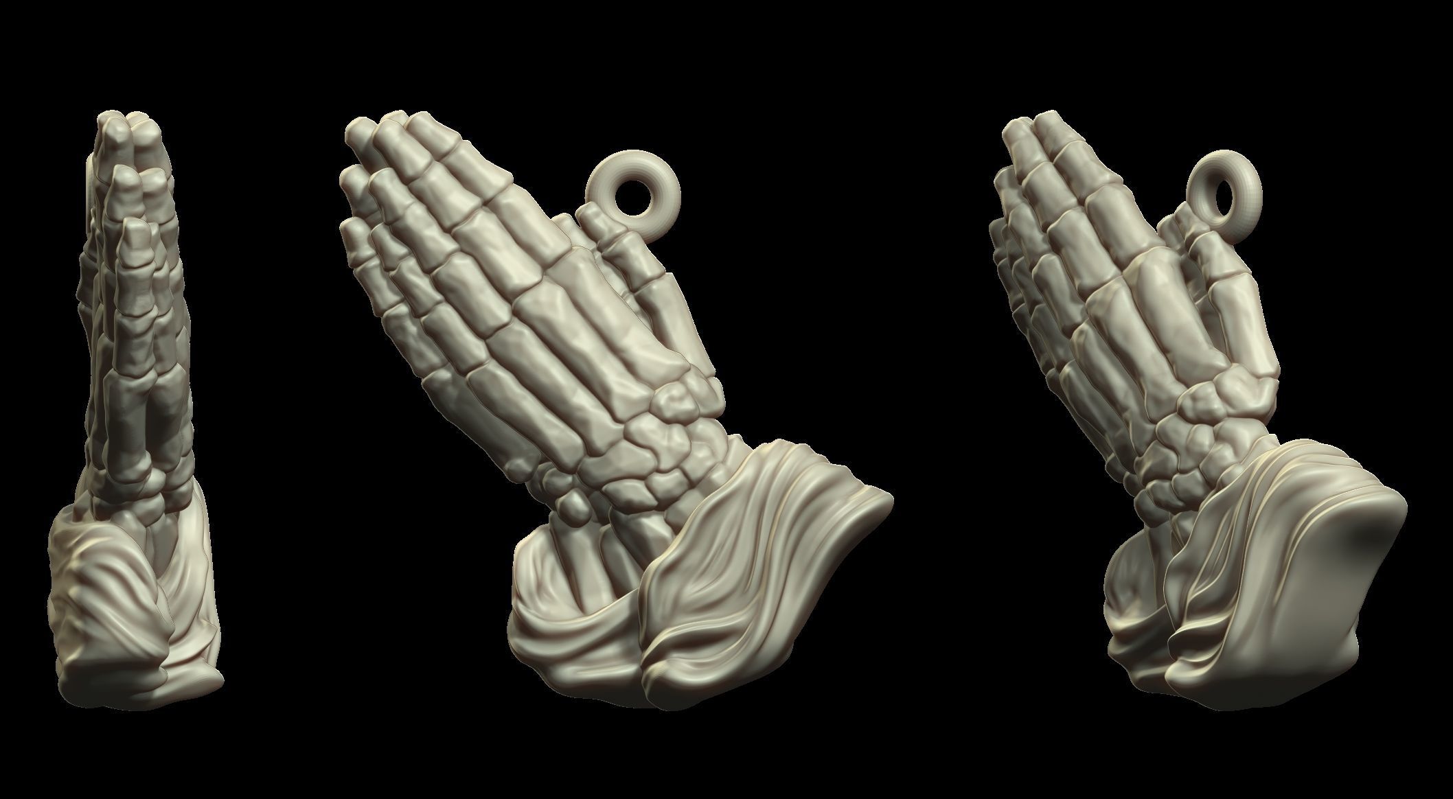 Skeleton praying hands  3D print model_1