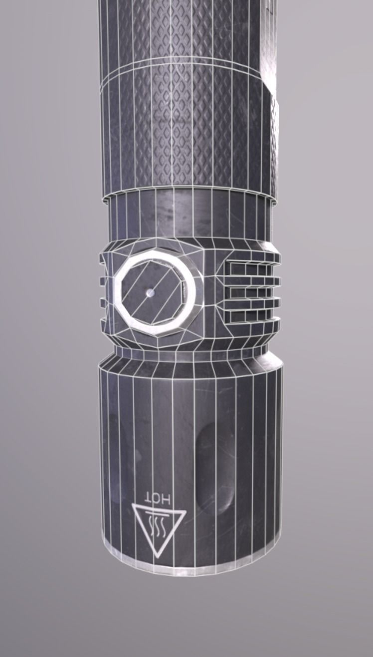 Modern flashlight PBR Low-poly 3D model_10