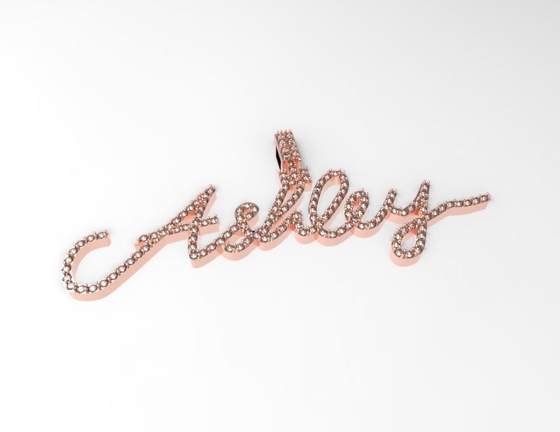 CURSIVE ASHLEY DIAMOND NAME PENDANT JEWELRY 3D print model_1