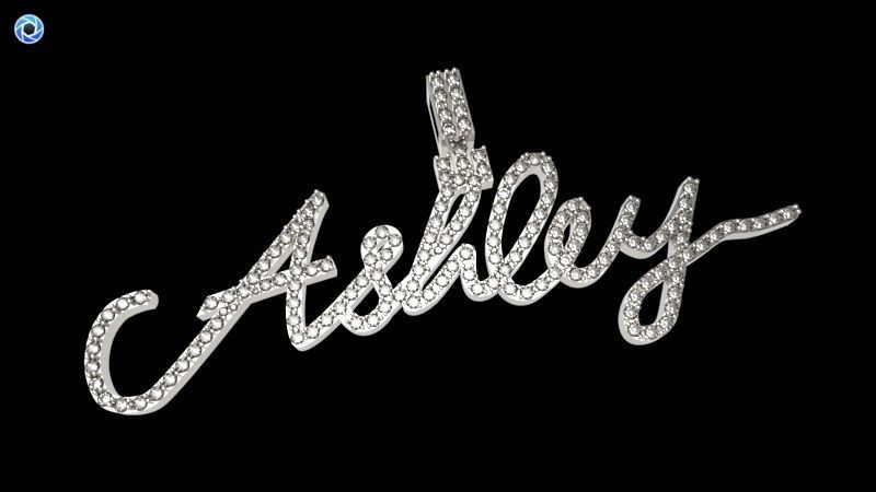 CURSIVE ASHLEY DIAMOND NAME PENDANT JEWELRY 3D print model_23