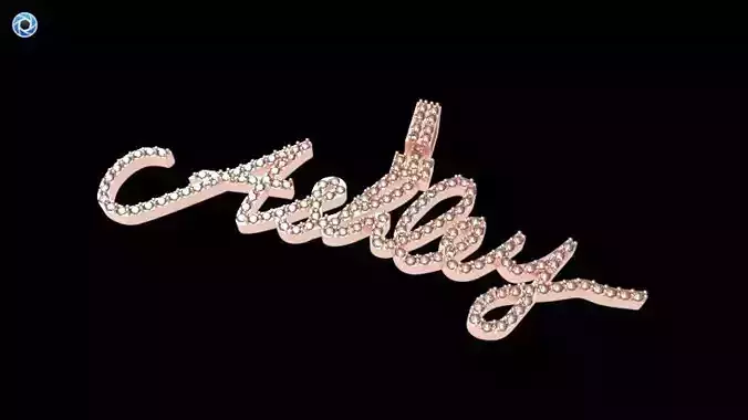 CURSIVE ASHLEY DIAMOND NAME PENDANT JEWELRY 3D print model