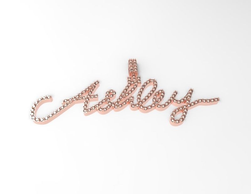 CURSIVE ASHLEY DIAMOND NAME PENDANT JEWELRY 3D print model_15
