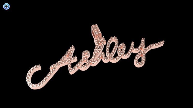 CURSIVE ASHLEY DIAMOND NAME PENDANT JEWELRY 3D print model_17