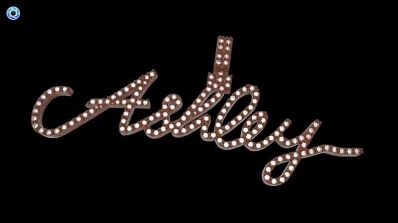 CURSIVE ASHLEY DIAMOND NAME PENDANT JEWELRY 3D print model_22