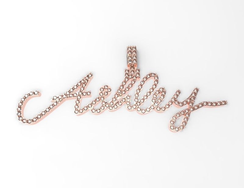 CURSIVE ASHLEY DIAMOND NAME PENDANT JEWELRY 3D print model_14
