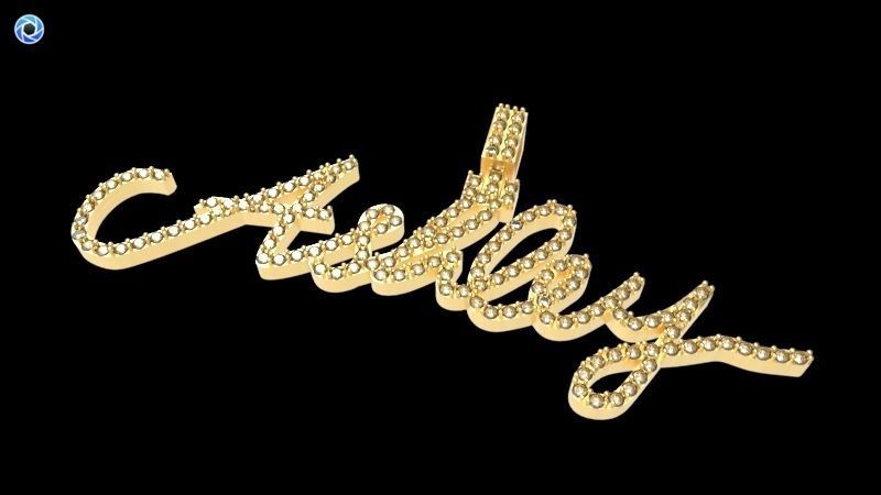 CURSIVE ASHLEY DIAMOND NAME PENDANT JEWELRY 3D print model_21