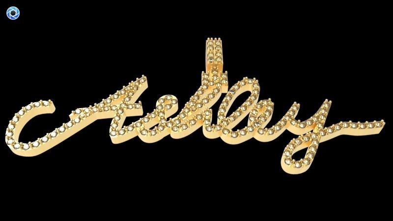 CURSIVE ASHLEY DIAMOND NAME PENDANT JEWELRY 3D print model_20