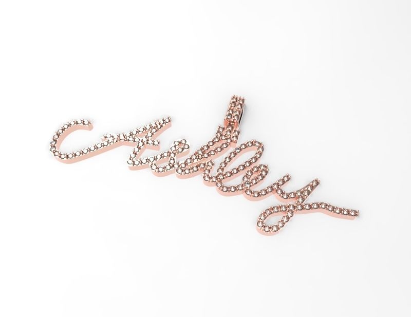 CURSIVE ASHLEY DIAMOND NAME PENDANT JEWELRY 3D print model_11
